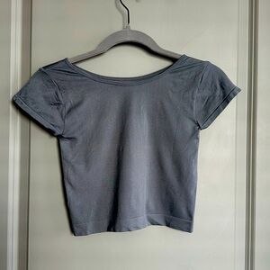 Free People Intimately Cap Sleeve Seamless Cropped Cami - Charcoal Gray